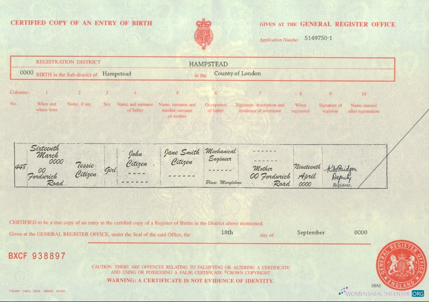 Download United Kingdom birth certificate template in PSD format, fully editable Photoshop template